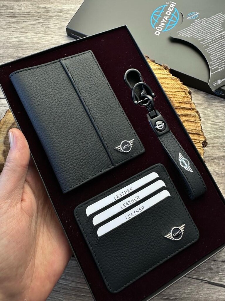 Mini Cooper Deri Ruhsat Kabı Cüzdanı, Anahtarlık Kredi Kartlık Üretimi - 4