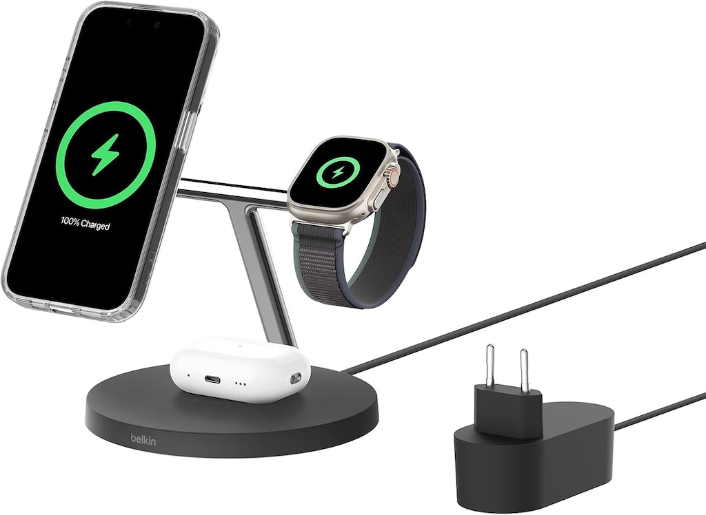 Belkin BoostCharge Pro 3'ü 1 Arada Kablosuz Şarj Standı