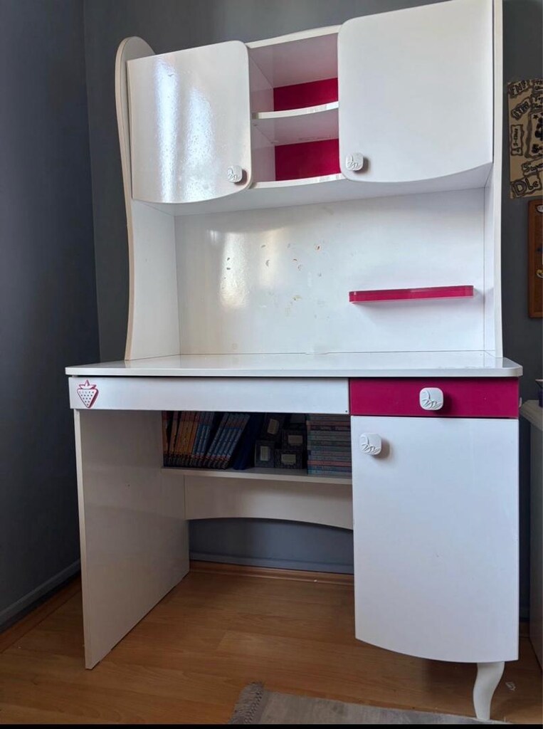 çilek mobilya kitaplıklı çalışma masası - 6