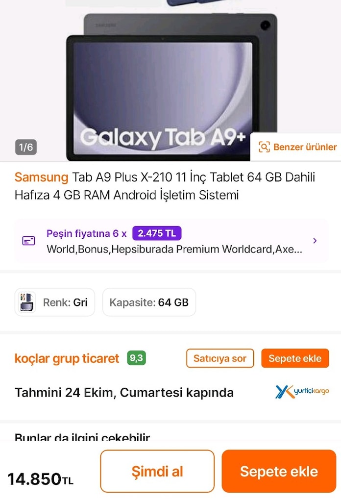 SAMSUNG TAB A9+PLUS TR SORUNSUZ TEMİZ+FULL SET - 3