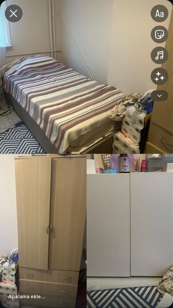 Tek Kişilik Yatak Baza Dolap