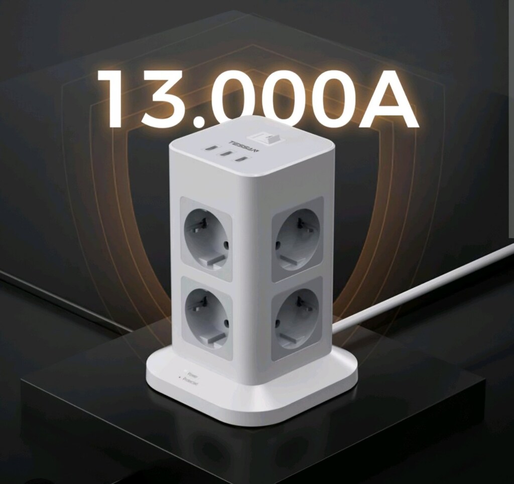TESSAN 11 IN 1 AKIM KORUMALI 3600W 16A 1700 JOULE 2 METRE ÇOKLU PRİZ - 3