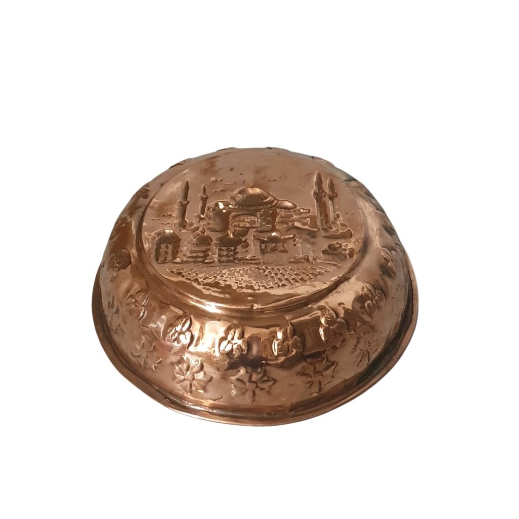 Vintage Ayasofya Cami Görselli Bakır tas - 3