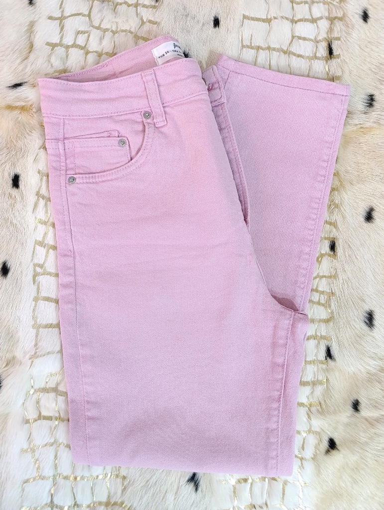 YÜKSEK BEL PEMBE KOT PANTOLON "STRADİVARİUS"