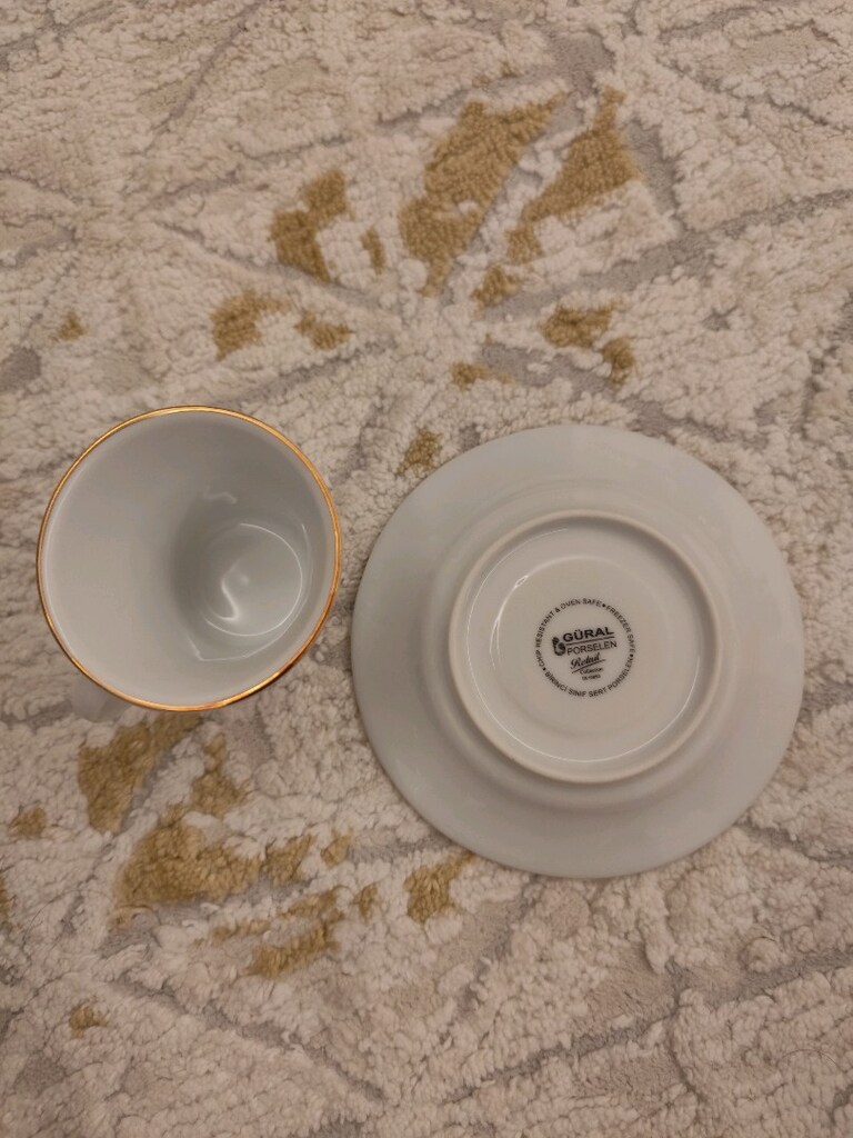 Kahve Fincan takımı Güral Porselen 12 Parça Porselen Mat Yaldız - 10