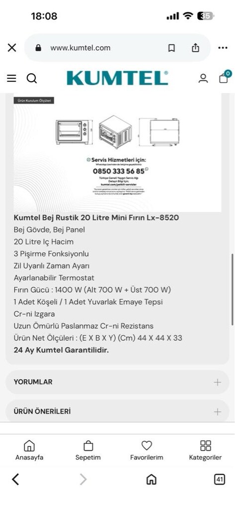 Kumtel LX-8520 Bej Rustik Mini Fırın - 7