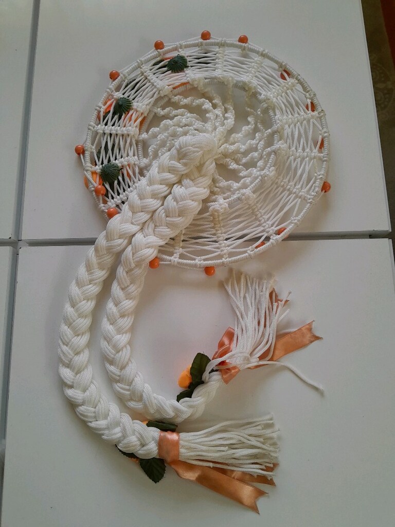 Beyaz makrome duvar süsü - 2