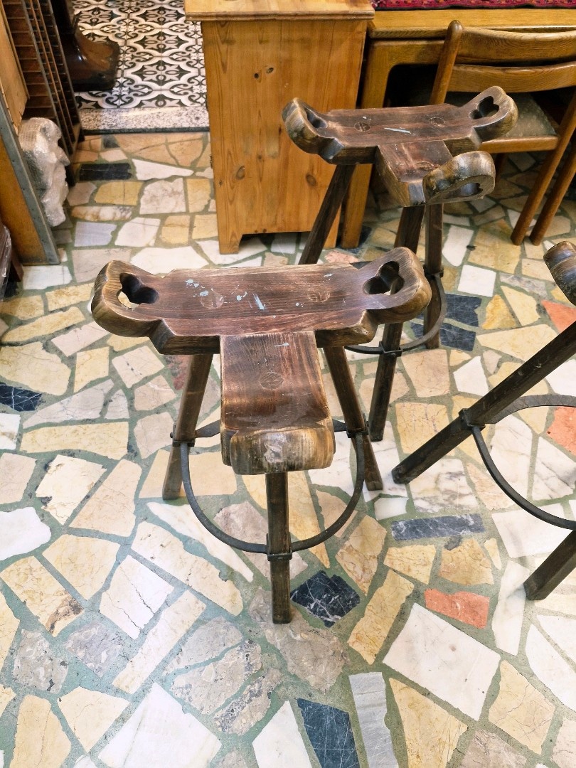 vintage ispanyol bar taburesi. 3 adet. - 5