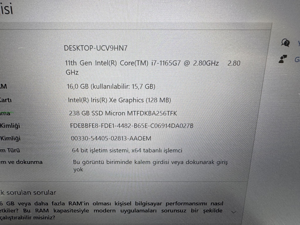 LENOVO THİNKPAD T14 İ7 11. NESİL 16 RAM 256 NVME - 3