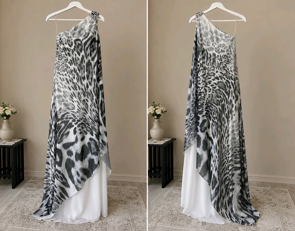 leopar desenli abiye elbise - 2
