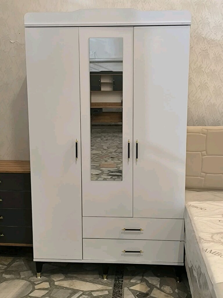 SIFIR LÜKS 3 KAPAKLI ELBİSE DOLABIANTRASİT-BEYAZ-ÇAM (AHŞAP)RENK - 3