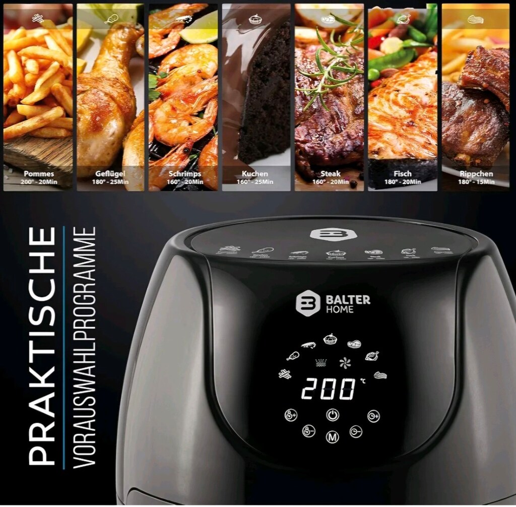 Balter Home Airfryer, Sıcak hava fritözü XL-Touch, fritöz, LCD ekran, - 2