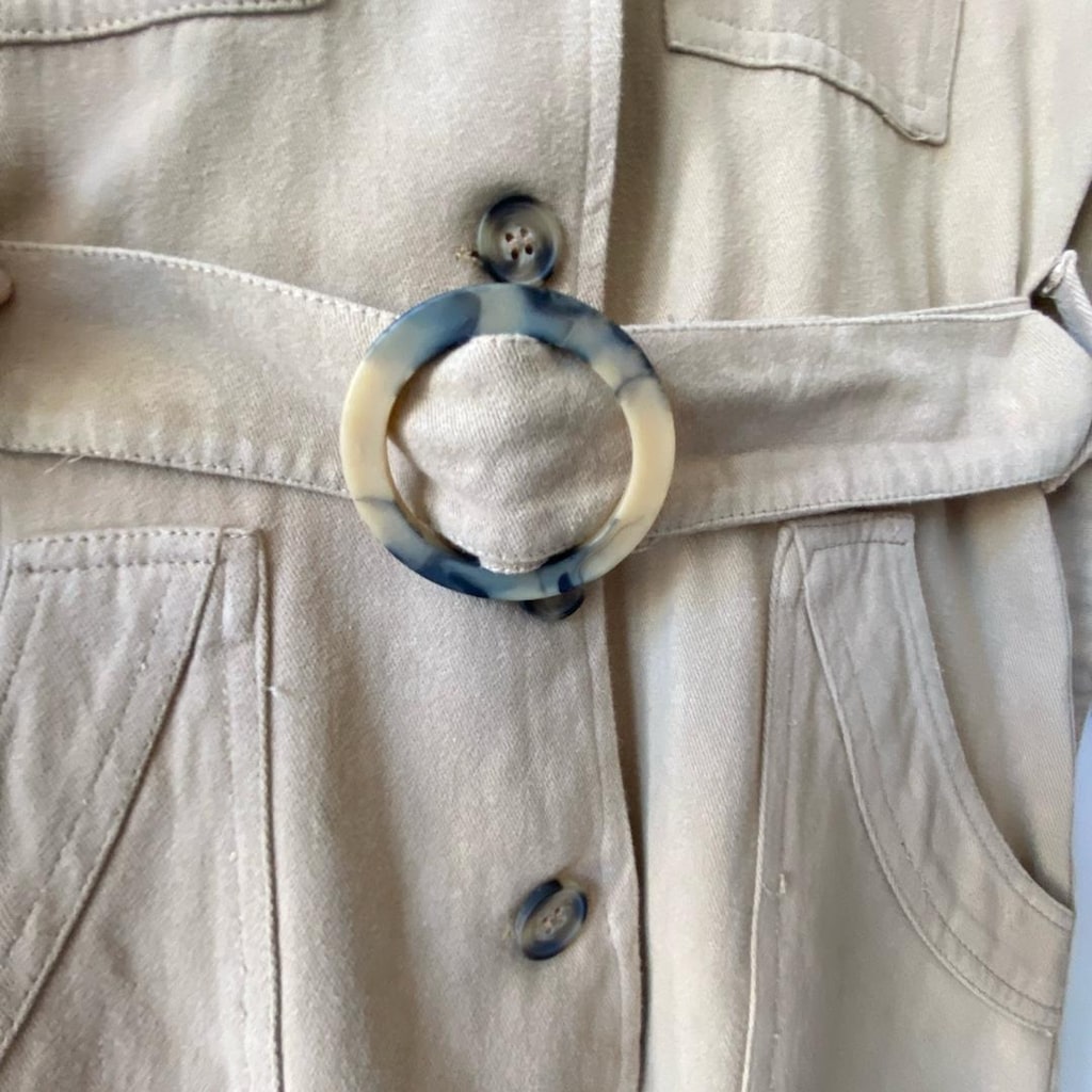 Trendyol Kadın Camel Cepli Kuşaklı Gabardin Gömlek Elbise - 6