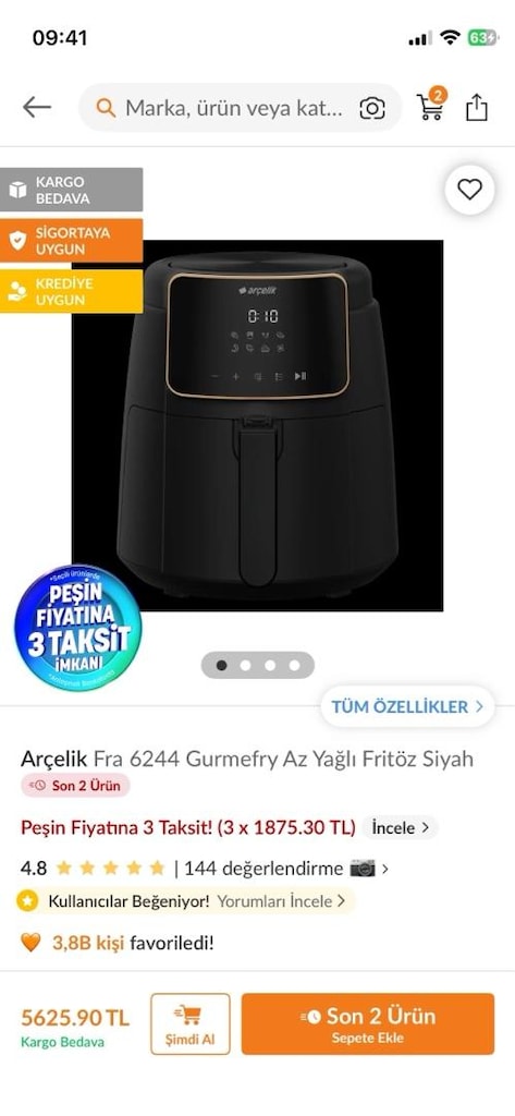 arçelik airfryer 6244 - 4
