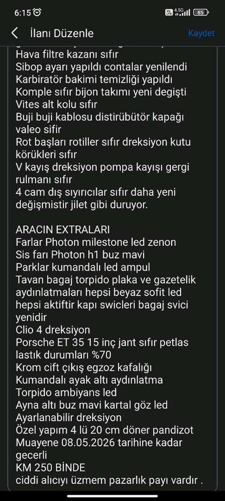 r19 europa 1.6 bakımlı ve yeni muayene 2028 - 18