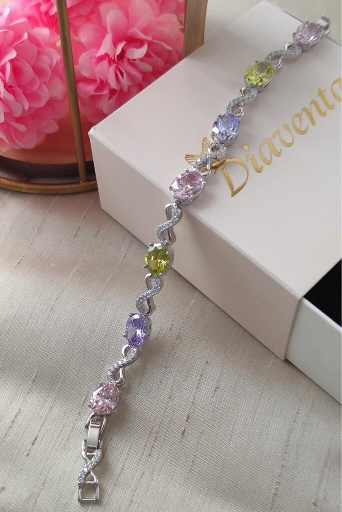 Xuping Vip Renkli Zirkon Taşlı Sonsuzluk Model Şık Bileklik 17+2cm - 4