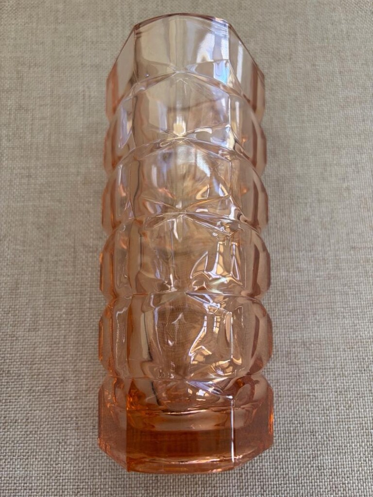 Vintage Luminarc Üçgen Pembe Vazo 17cm - 8
