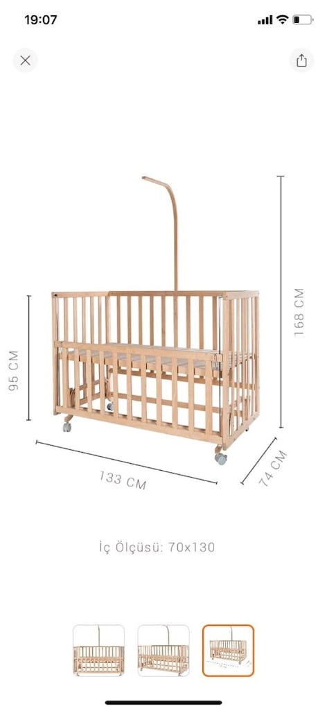 Babyplus naturel ahşap sallanır beşik - 3