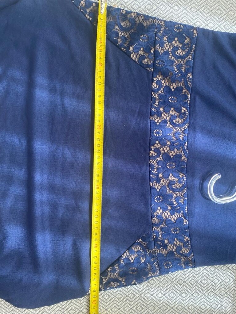 Lacivert Dantel Detaylı Midi Elbise - 9
