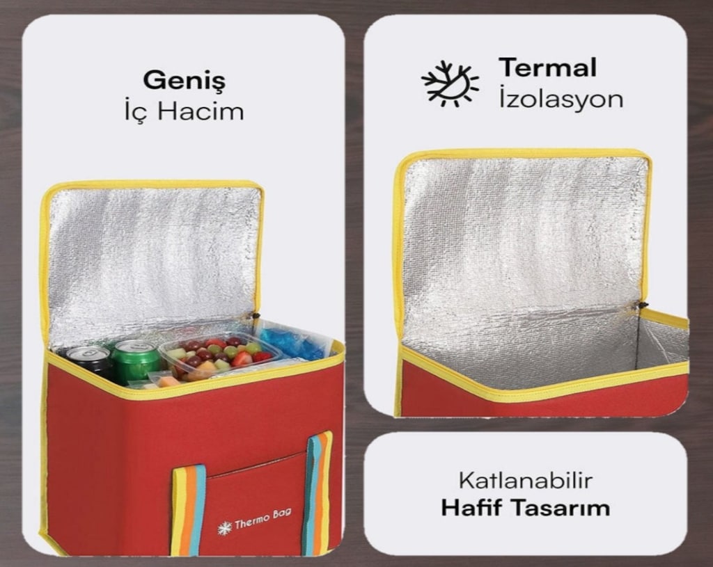 Termos Çanta Piknik İçin, Soğuk Tutar Kırmızı 30,5LT - 4