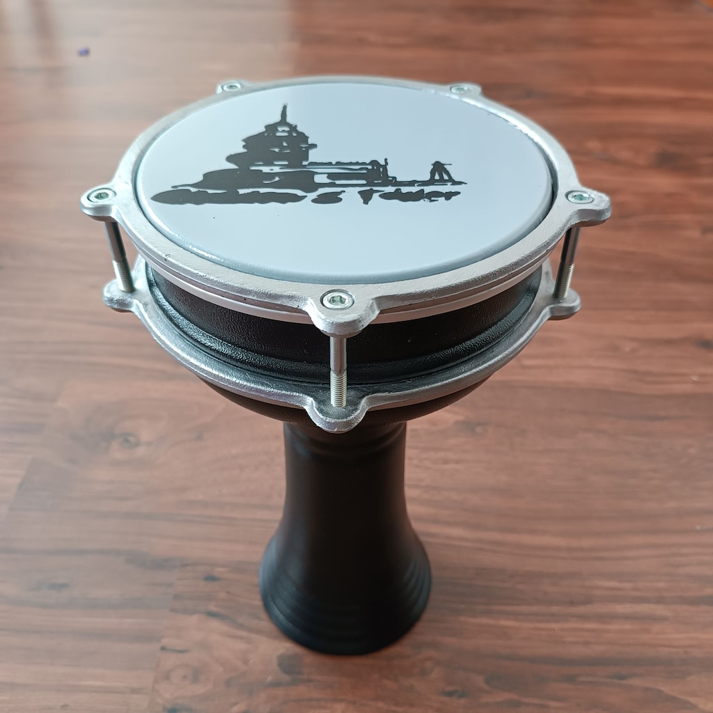 Alüminyum darbuka 18x32 cm, siyah ve kılıfı ile - 2