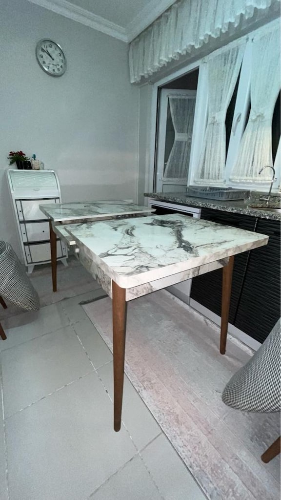 Mermer Desenli Açılır Yemek / Mutfak Masası - 2