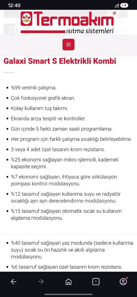 Termoakım Galaxi Smart S 24 kW Elektrikli Kombi - 3