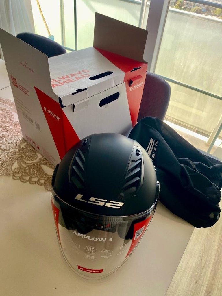 LS2 Airflow 2 Açık Motosiklet Kaskı Parlak Siyah sıfır kutulu L beden - 6
