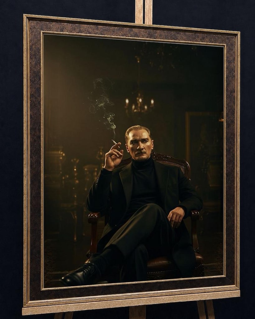 Mustafa Kemal Atatürk Camlı Çerçeveli Tablo - 3