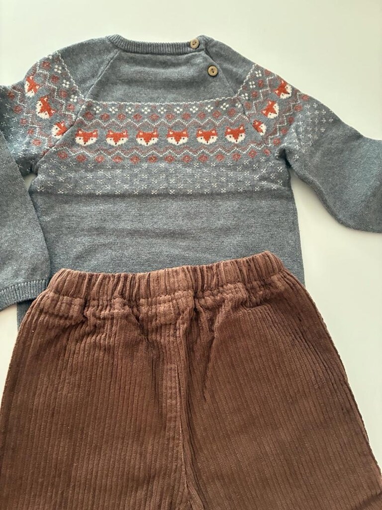 H&M Tilki Kazak Pantolon Bebek Takımı - 6