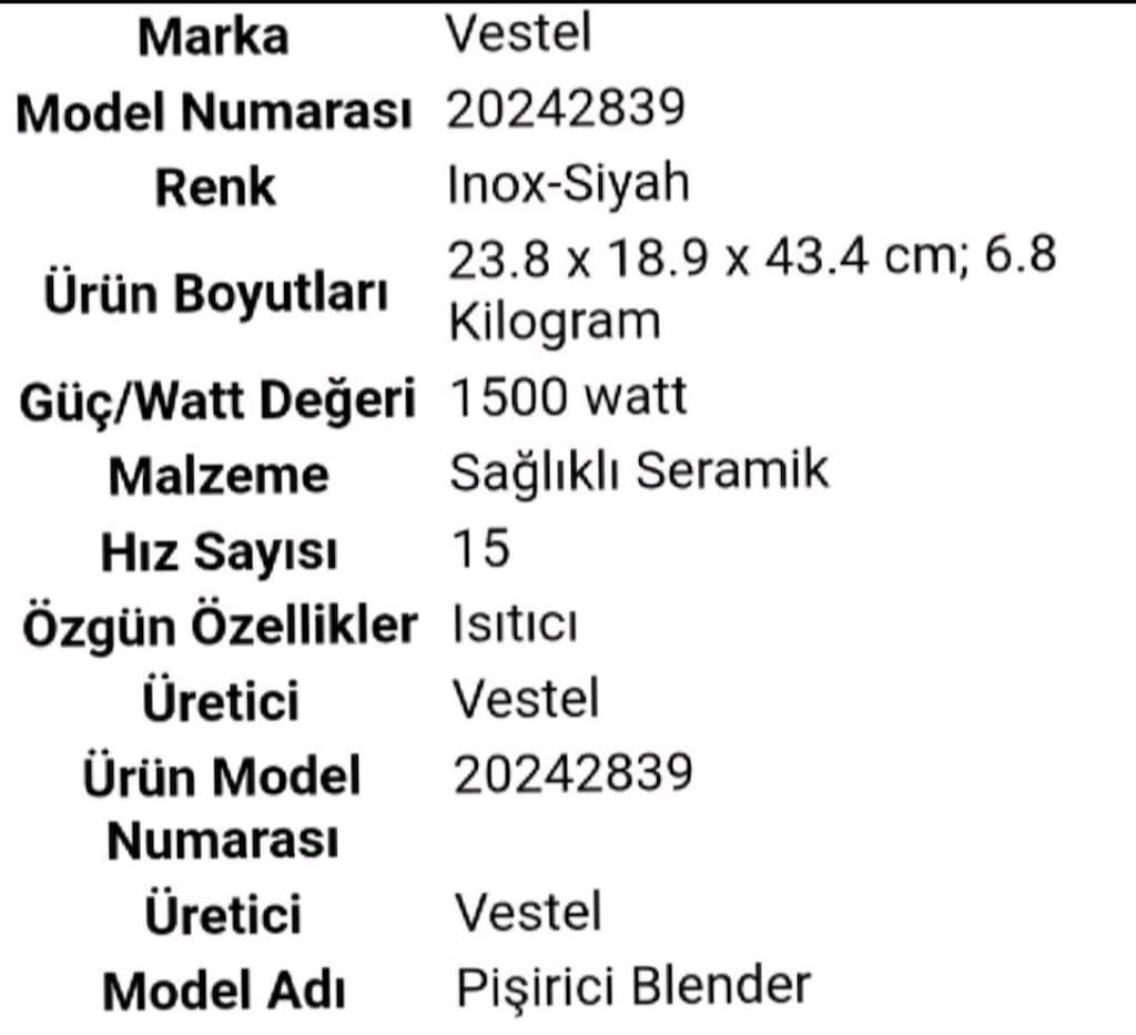 Vestel ziyafet pişirici blender(FiYAT SONDUR) - 5