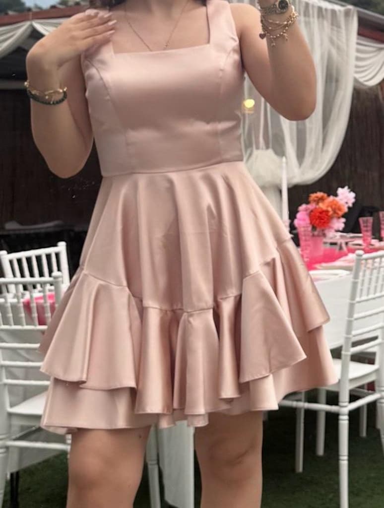 somon rengi kısa elbise - 3