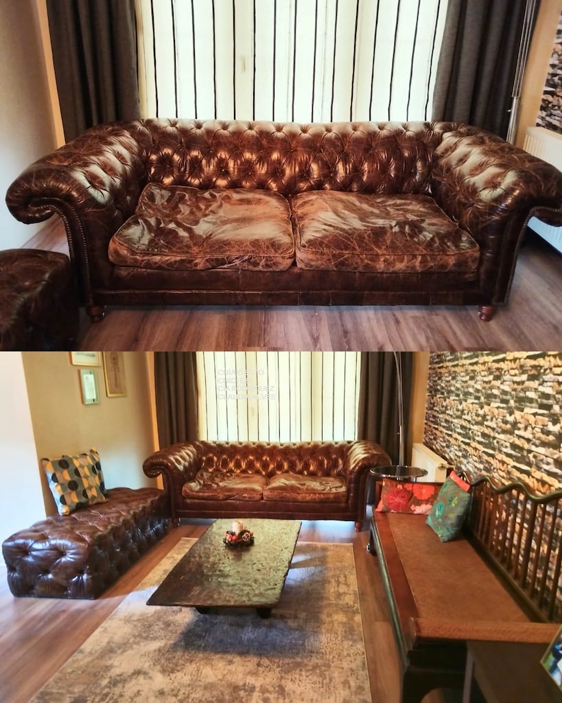 Mudo Concept Vintage Gerçek Deri Chesterfield Salon Takımı - 14