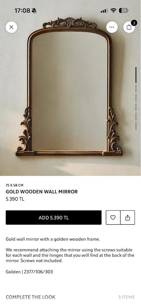 Zara Home Vintage ahşap çerçeveli ayna
