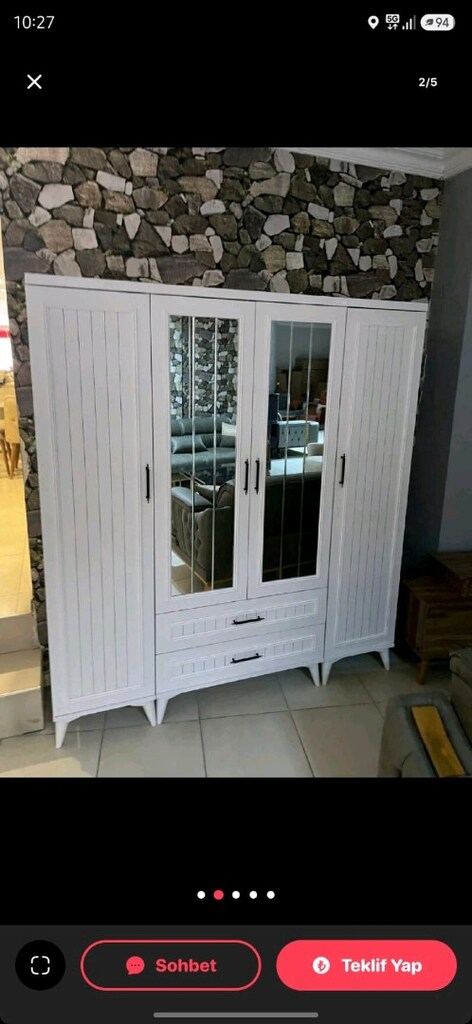 4 kapalı Elbise dolabı 180/200 cm'lik ölçü aynalı lüks modeli - 3