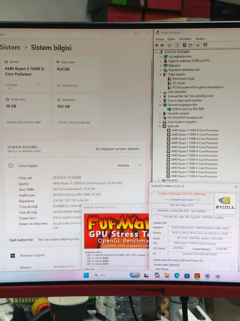 RYZEN5 7500F 16GB RAM 10GB RTX 3080 1TB M2SSD 750W AKVARYUM OYUN - 8