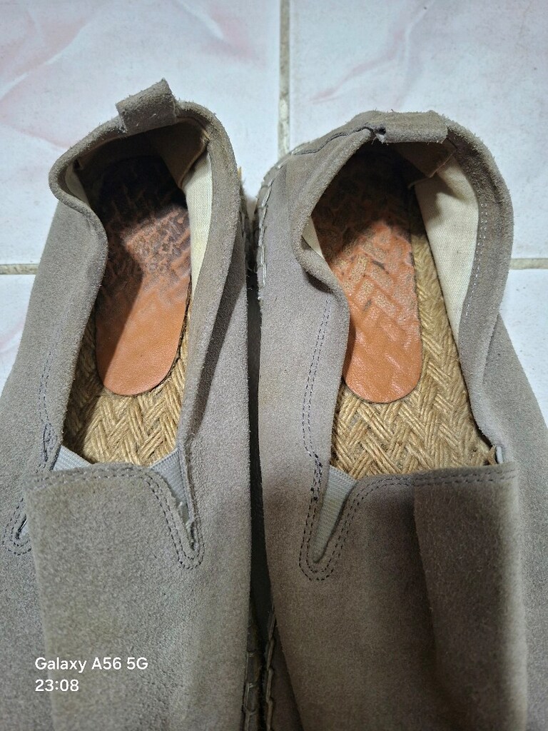 bej/gri süet hasır tabanlı espadril - 2