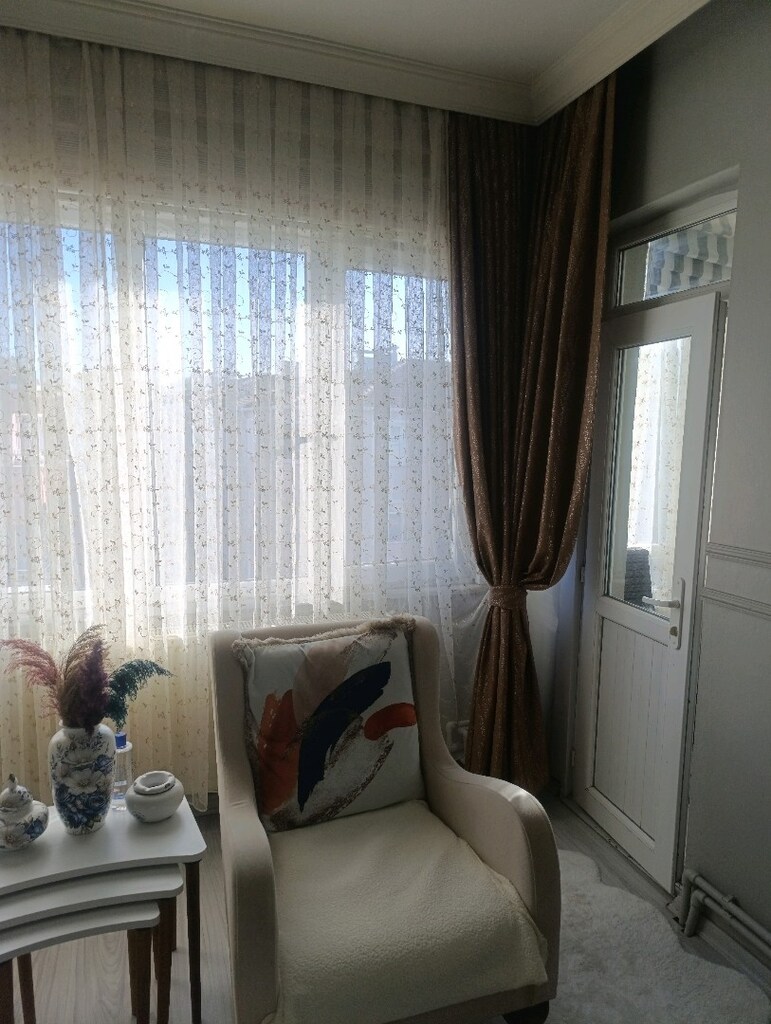 kahve rengi özel tasarım fon perde - 2