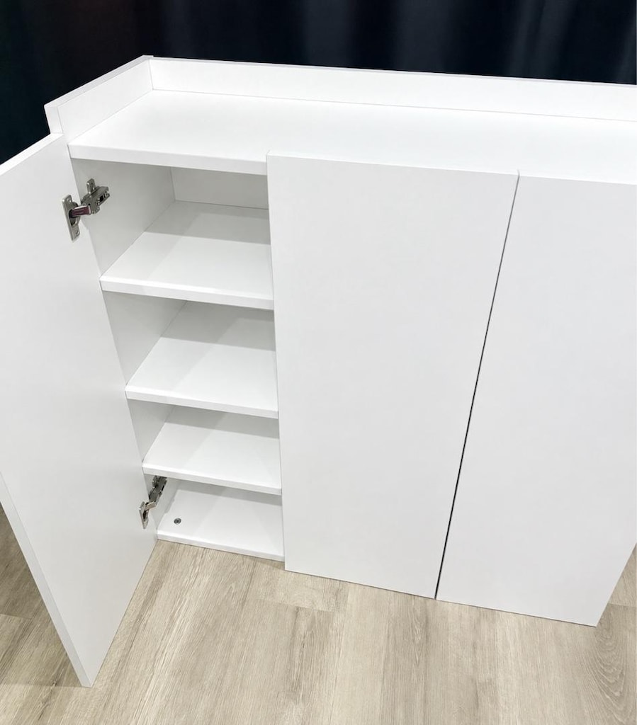 3 Kapaklı 8 Raflı Çok Amaçlı Beyaz Dolap - 4