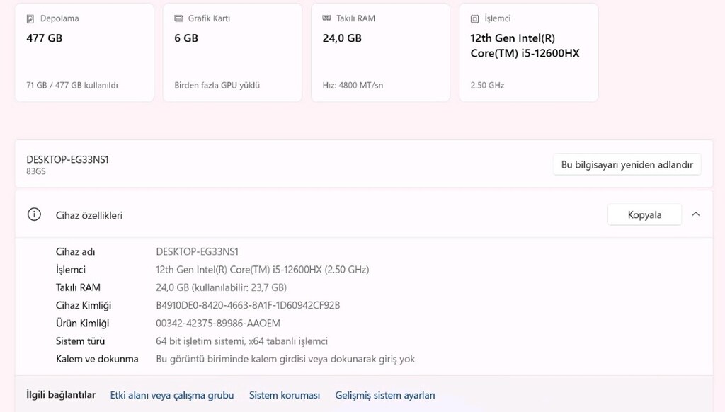 i5 12. Nesil Lenovo LOQ 24 GB RAM 16 ay garantili oyun canavarı laptop - 8