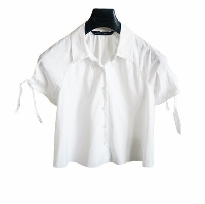 Zara Woman Beyaz Omuz Detaylı Crop Bluz