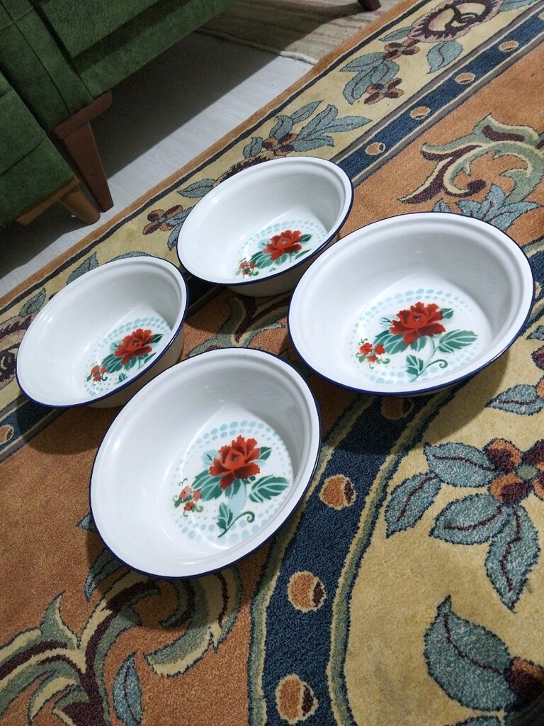 vintage, Avrupa emaye, hamur leğenleri - 2