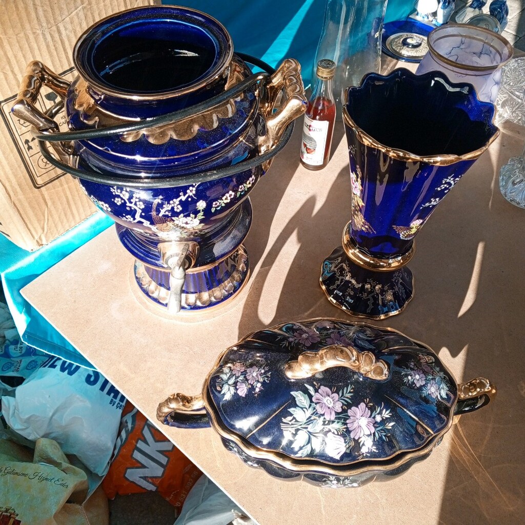 Vintage porselen semaver vazo şekerlik - 2