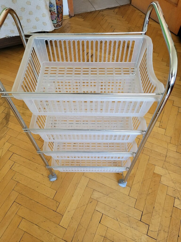 satilik 4 katli tekerlekli mutfak sebze meyve sepeti - 3