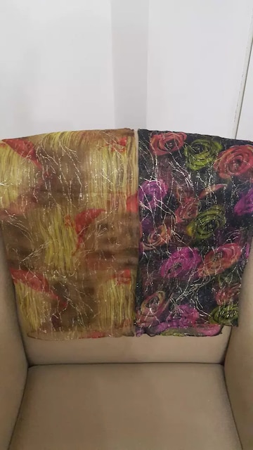 2 adet yaldızlı ipek şifon yan örtü