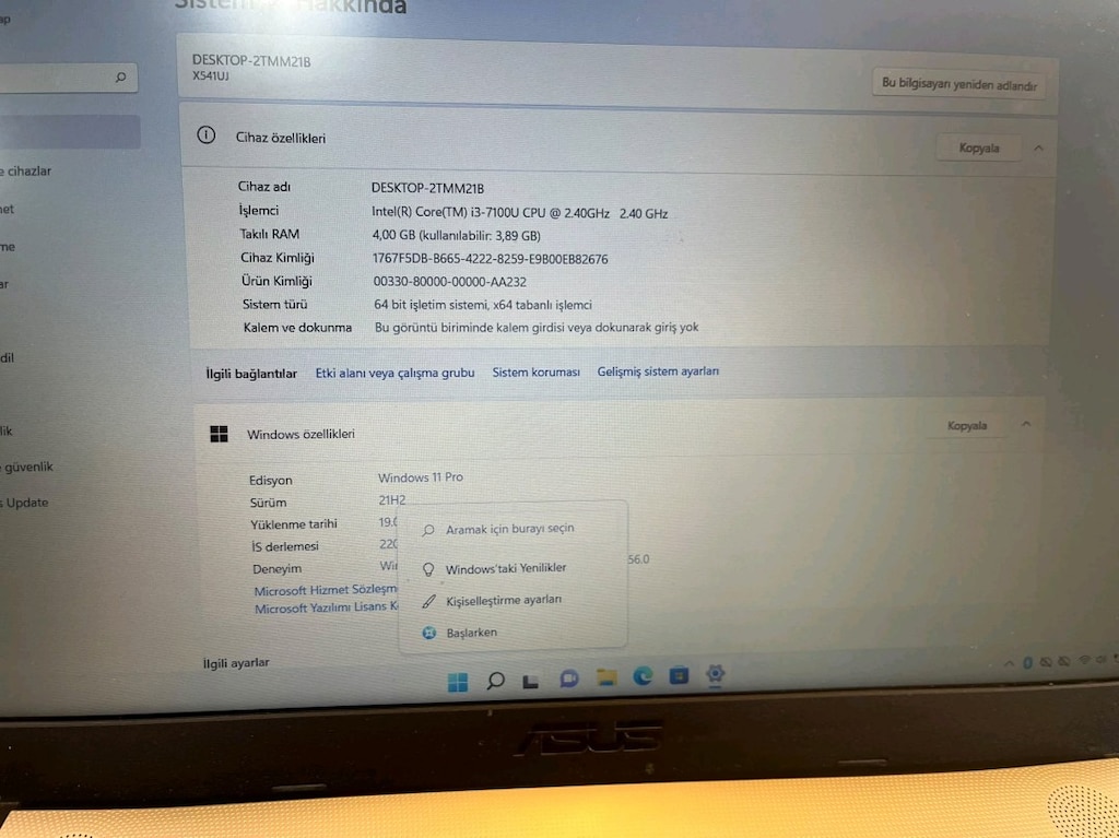 Asus i3 ddr4 4gb ram - 4