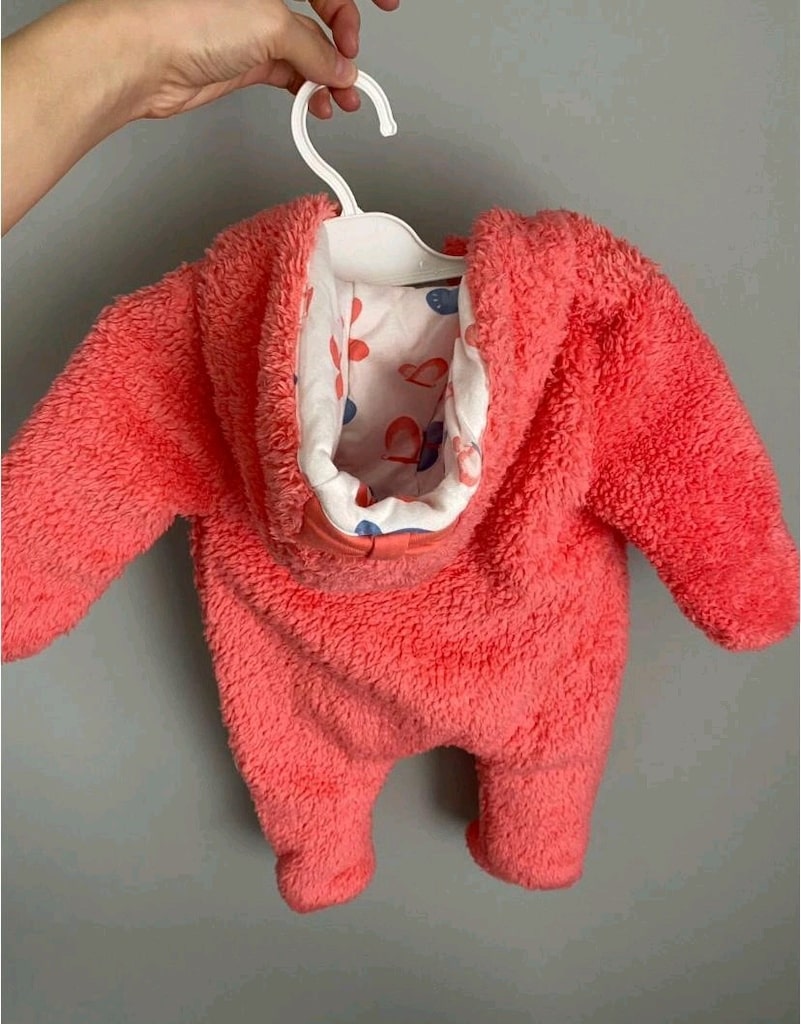 Pembe Kapüşonlu Bebek Tulumu - 3