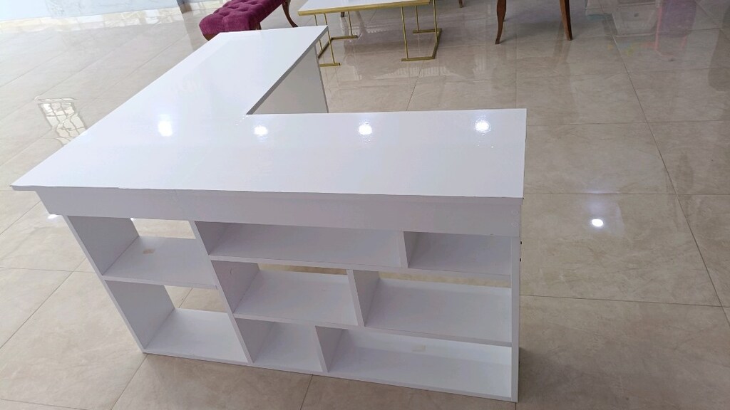 L şeklinde kitaplık ve raflı çalışma masası - 7