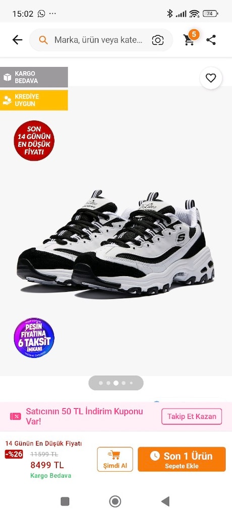 Sıfır Skechers spor ayakkabı 37 numara - 2