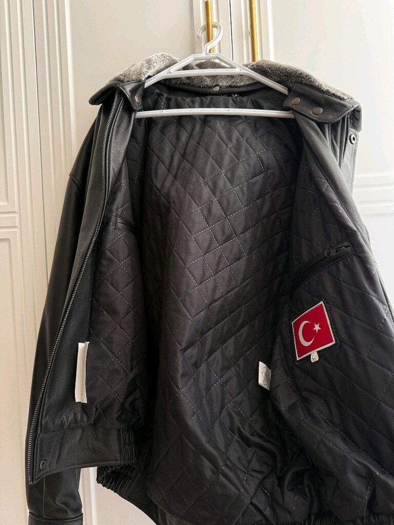 Hakiki Kuzu Derisi Kürklü Pilot/Bomber Mont - L Beden - 3